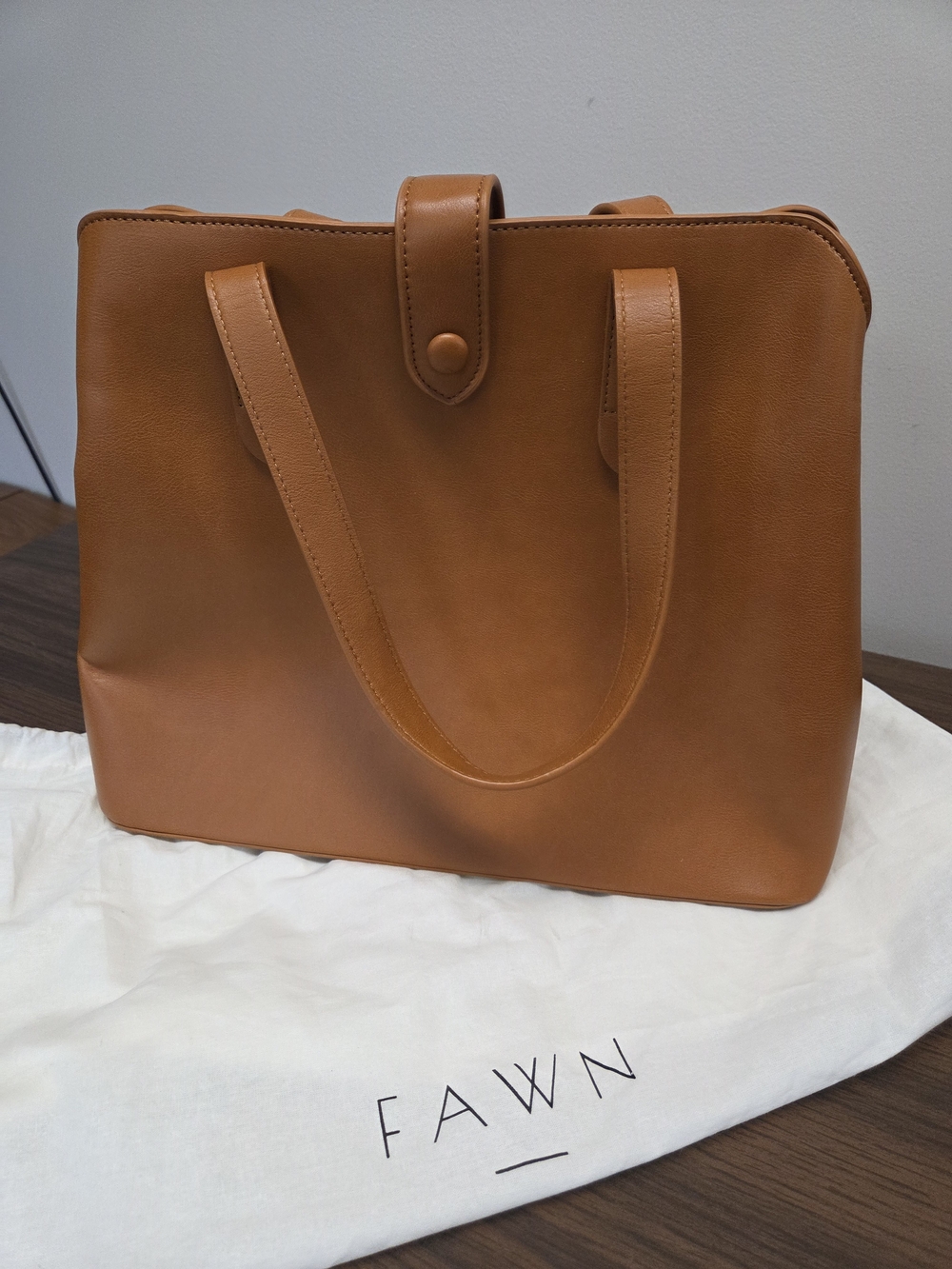 Fawn Design Caramel Cognac Leather Tote.